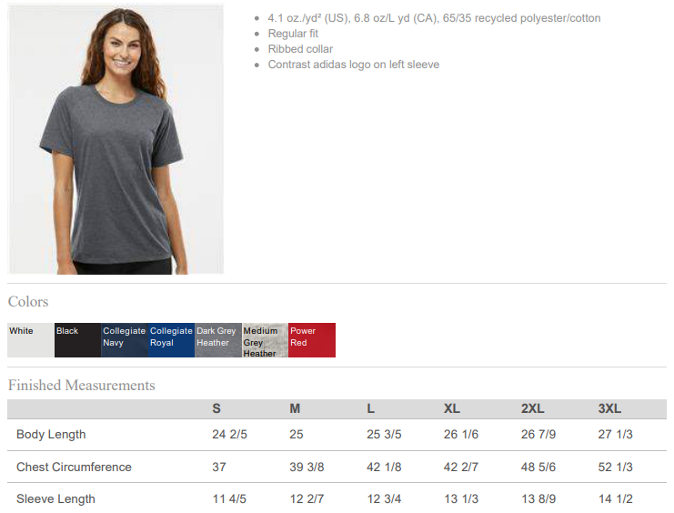 Carterville HS Cross Country Curve - Womens Adidas Performance Shirt