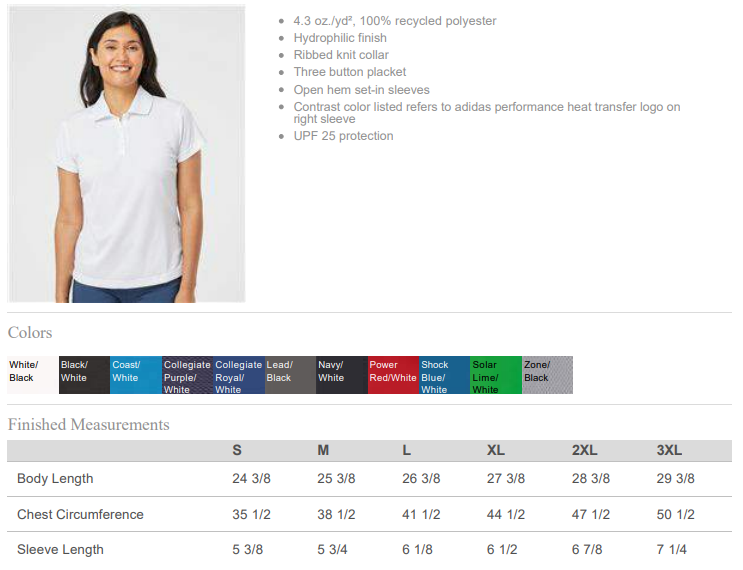 Walther Christian Academy Football Design - Adidas Womens Polo
