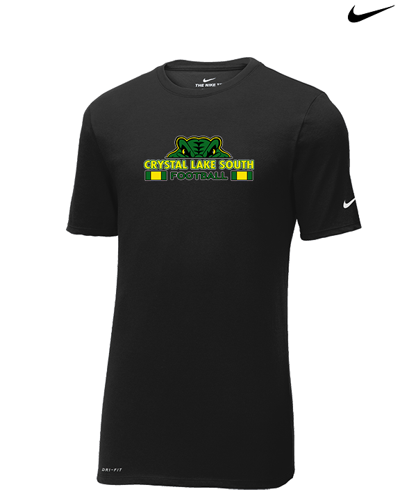 Crystal Lake South HS Football Stacked - Mens Nike Cotton Poly Tee