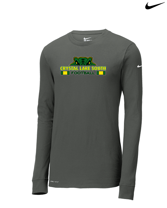 Crystal Lake South HS Football Stacked - Mens Nike Longsleeve