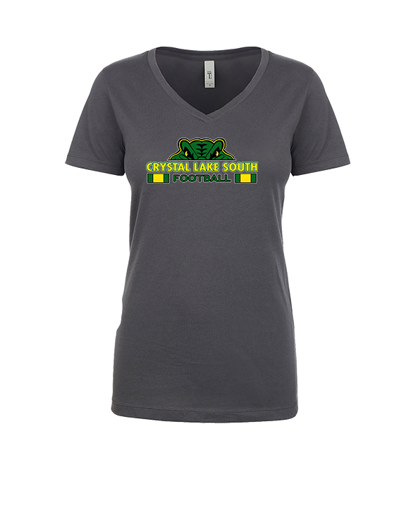 Crystal Lake South HS Football Stacked - Womens Vneck