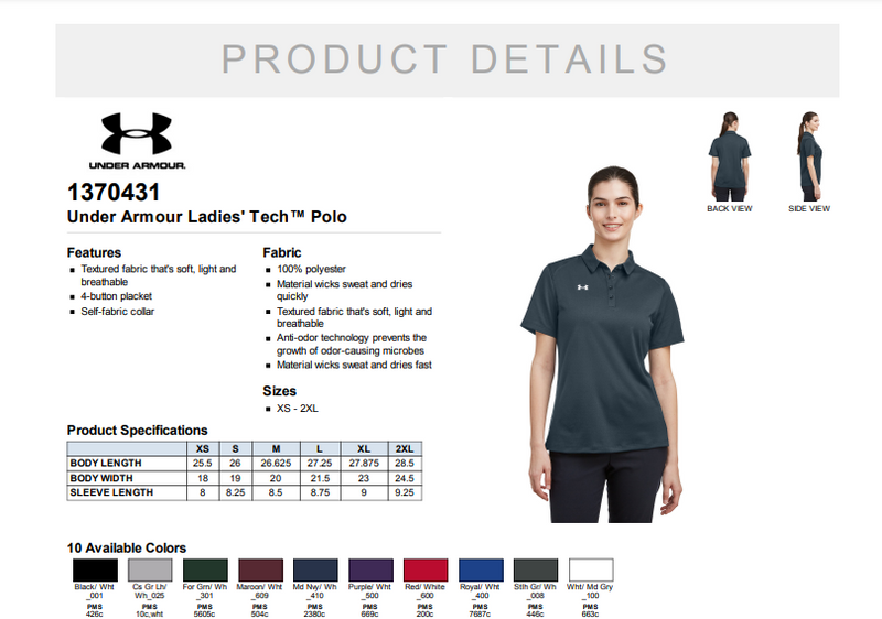 Santa Monica College Football Curve - Under Armour Ladies Tech Polo