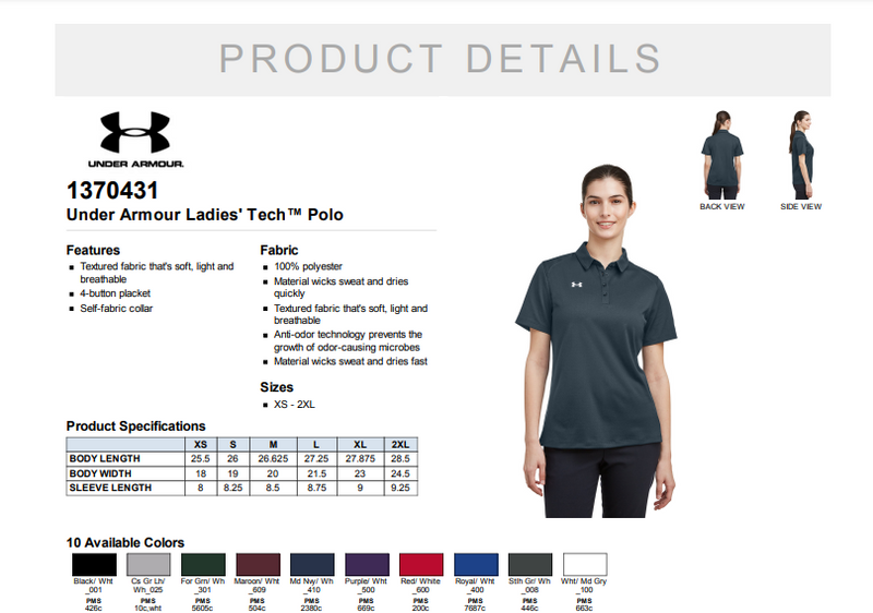 Jordan HS Football Laces - Under Armour Ladies Tech Polo