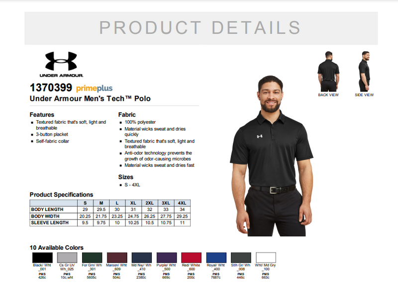 Edgewood HS Baseball Block - Under Armour Mens Tech Polo