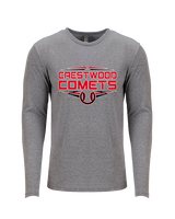 Crestwood HS Baseball Logo White Outline - Tri-Blend Long Sleeve