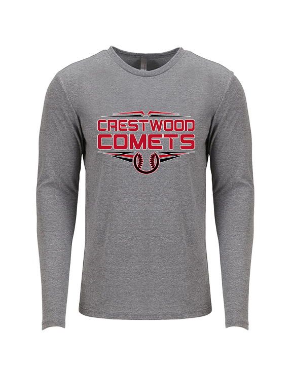 Crestwood HS Baseball Logo White Outline - Tri-Blend Long Sleeve