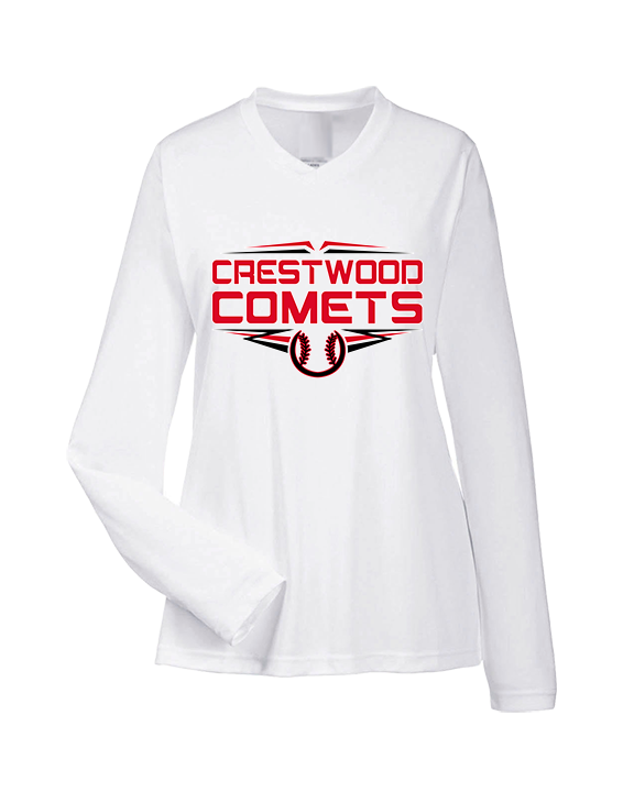 Crestwood HS Baseball Logo White Outline - Womens Performance Longsleeve