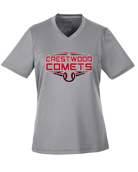 Crestwood HS Baseball Logo White Outline - Womens Performance Shirt