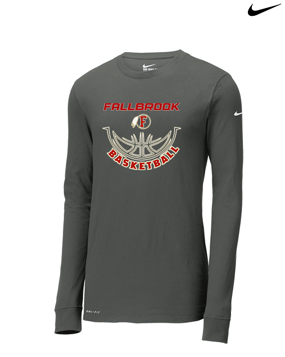 Fallbrook HS Girls Basketball Outline - Mens Nike Longsleeve