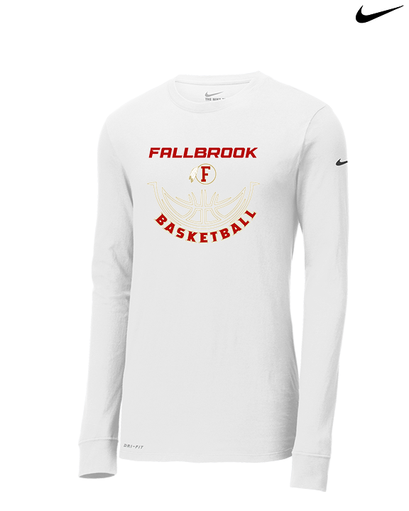 Fallbrook HS Girls Basketball Outline - Mens Nike Longsleeve