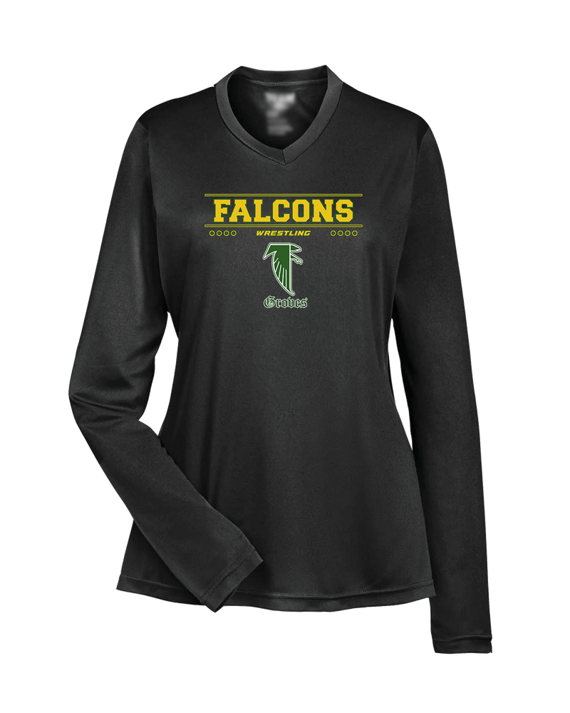 Groves HS Wrestling Border - Womens Performance Long Sleeve