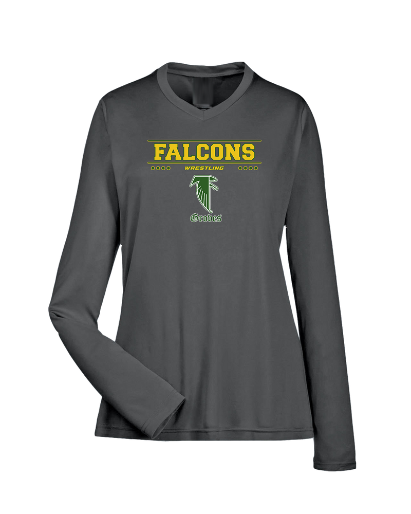 Groves HS Wrestling Border - Womens Performance Long Sleeve