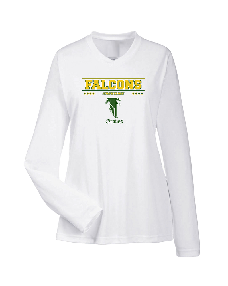 Groves HS Wrestling Border - Womens Performance Long Sleeve
