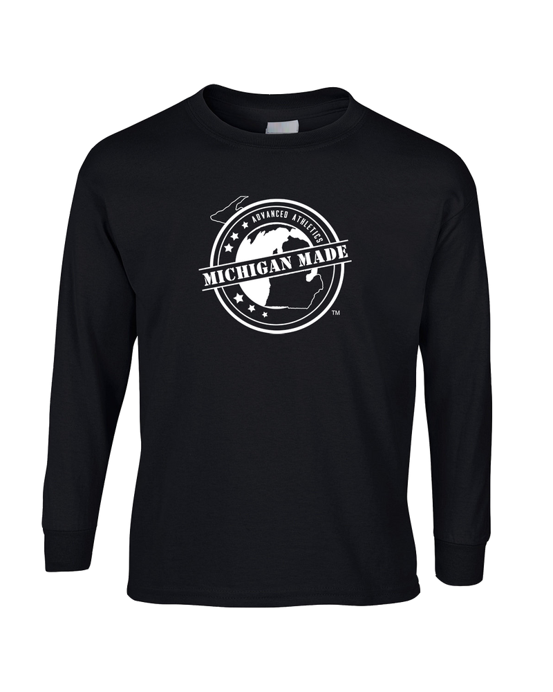 Michigan Made Advanced Athletics Football Logo - Mens Basic Cotton Long Sleeve