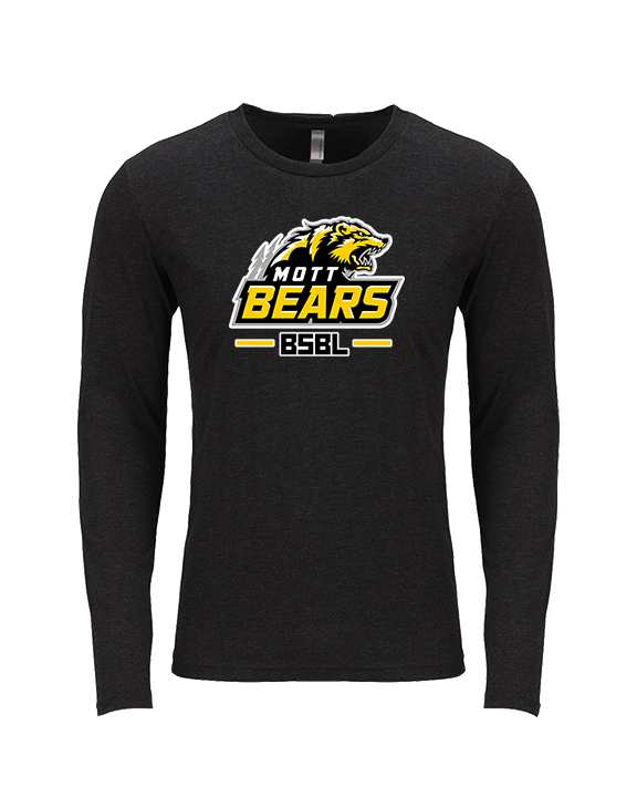 Mott Community College Baseball Logo Full BSBL - Tri-Blend Long Sleeve