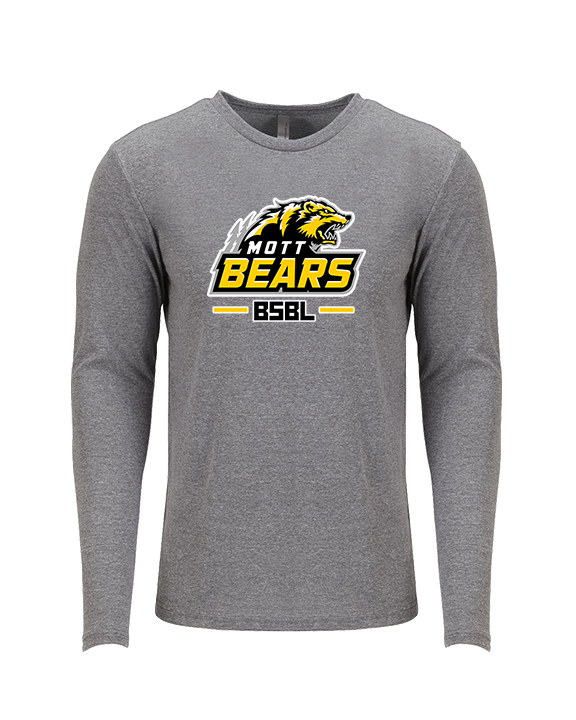 Mott Community College Baseball Logo Full BSBL - Tri-Blend Long Sleeve