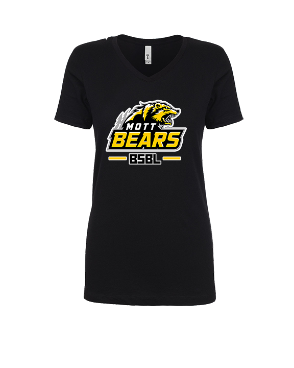 Mott Community College Baseball Logo Full BSBL - Womens V-Neck