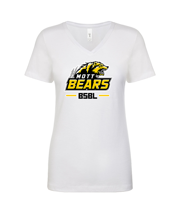 Mott Community College Baseball Logo Full BSBL - Womens V-Neck