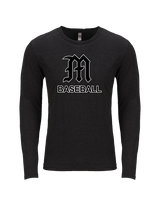 Mott Community College Baseball Logo M Baseball - Tri-Blend Long Sleeve