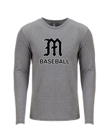 Mott Community College Baseball Logo M Baseball - Tri-Blend Long Sleeve