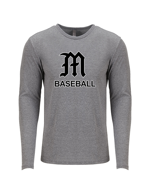 Mott Community College Baseball Logo M Baseball - Tri-Blend Long Sleeve