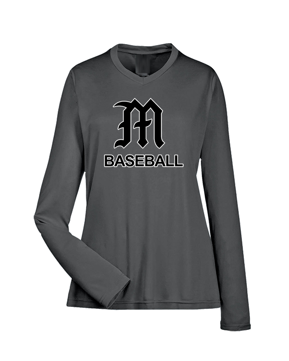 Mott Community College Baseball Logo M Baseball - Womens Performance Longsleeve