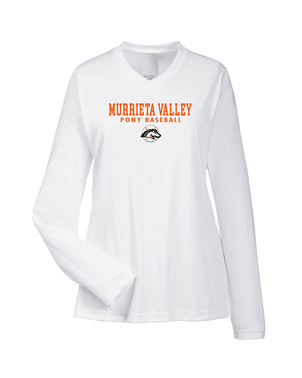 Murrieta Valley Pony Baseball Block - Womens Performance Long Sleeve