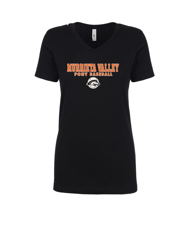 Murrieta Valley Pony Baseball Block - Womens V-Neck