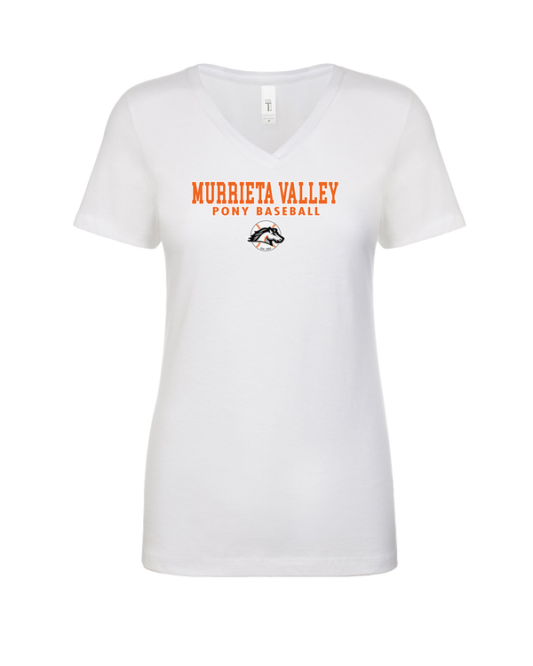 Murrieta Valley Pony Baseball Block - Womens V-Neck