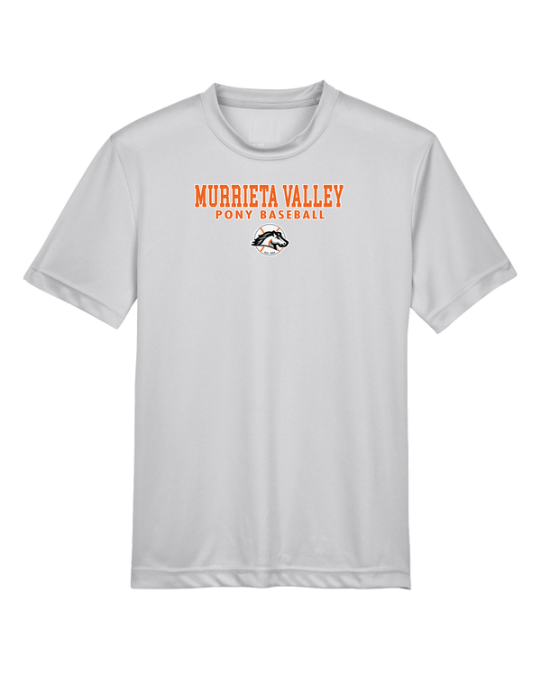 Murrieta Valley Pony Baseball Block - Youth Performance T-Shirt