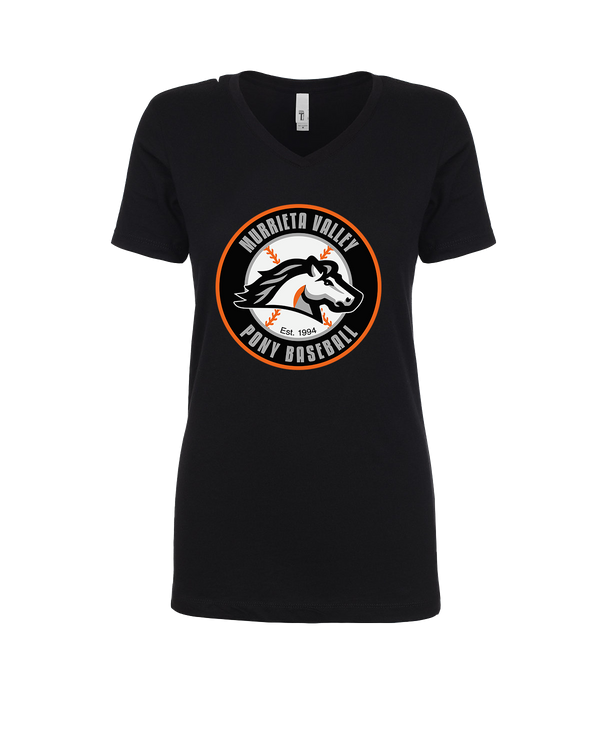 Murrieta Valley Pony Baseball Logo - Womens V-Neck