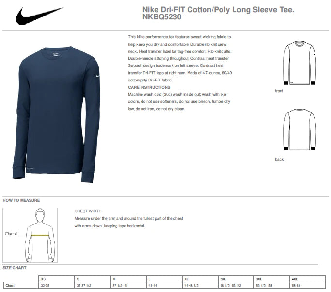 Rose Hill HS Track and Field Border - Nike Dri-Fit Poly Long Sleeve