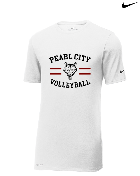 Pearl City HS Volleyball Curve - Mens Nike Cotton Poly Tee