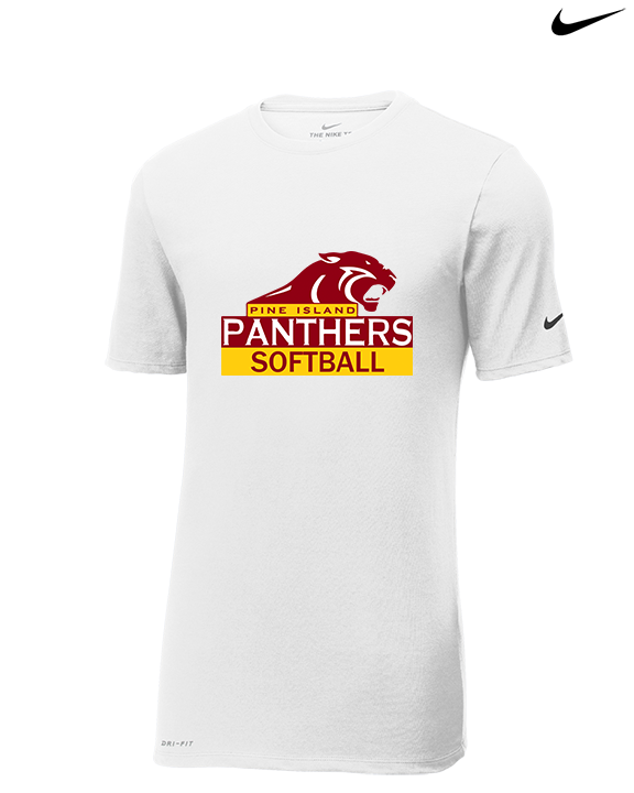 Pine Island HS Softball Logo - Mens Nike Cotton Poly Tee