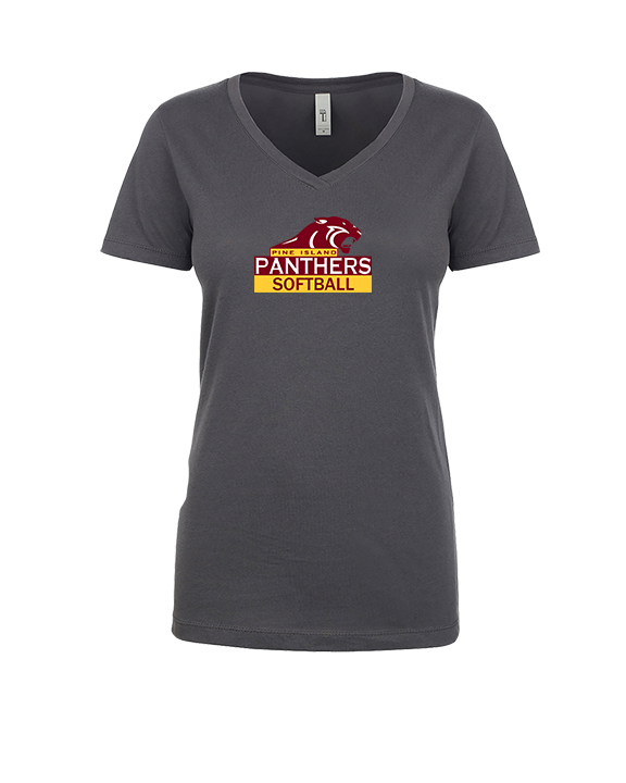 Pine Island HS Softball Logo - Womens V-Neck