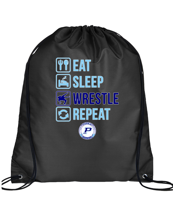 Pueblo HS Wrestling Eat Sleep Wrestle - Drawstring Bag