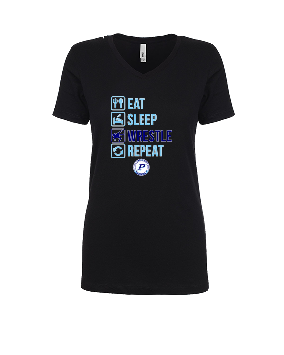 Pueblo HS Wrestling Eat Sleep Wrestle - Womens V-Neck