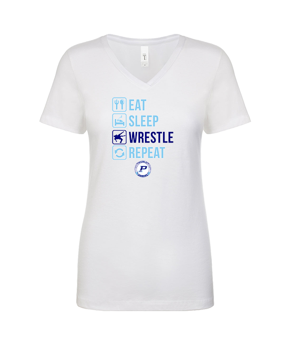 Pueblo HS Wrestling Eat Sleep Wrestle - Womens V-Neck