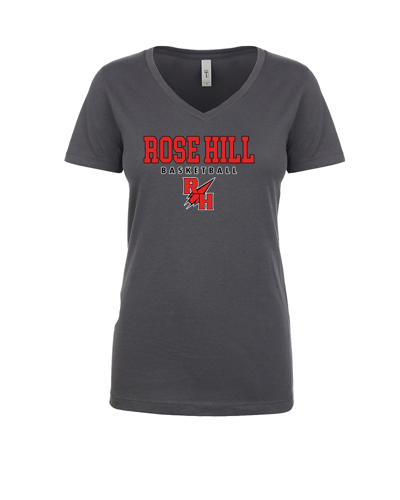 Rose Hill HS Basketball Block - Womens V-Neck