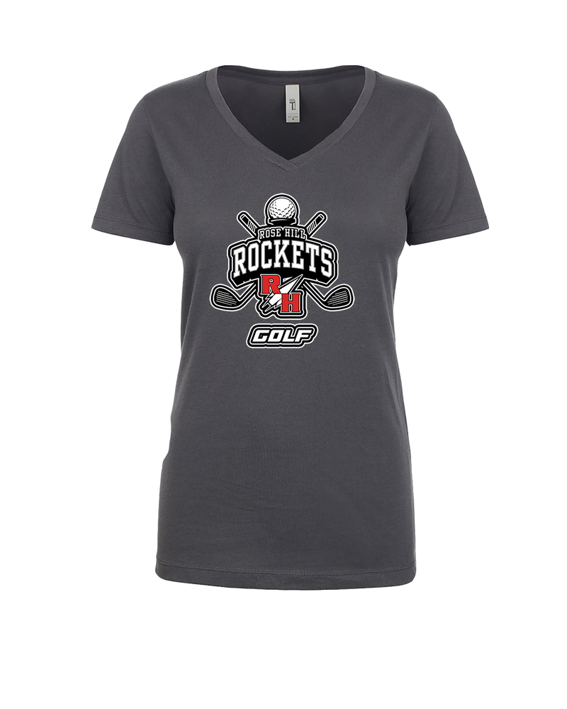 Rose Hill HS Golf Logo - Womens V-Neck