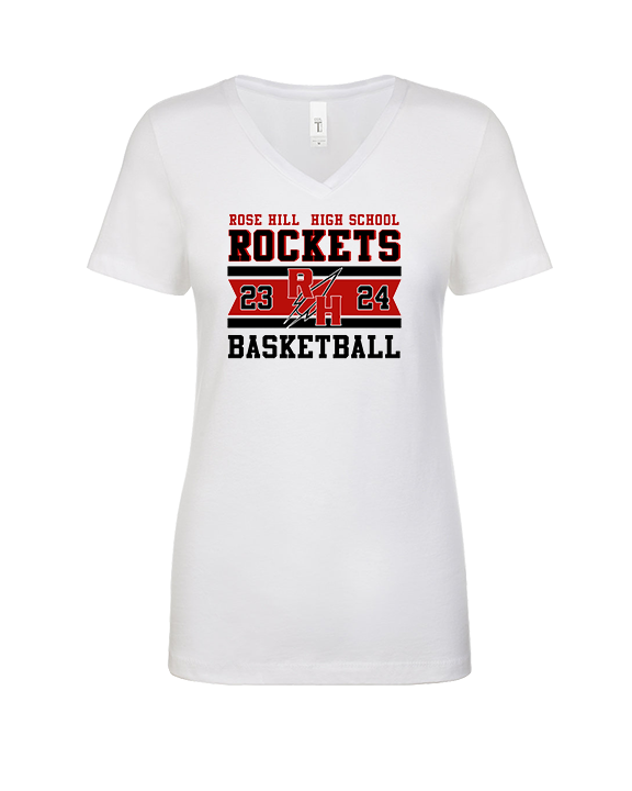 Rose Hill HS Boys Basketball Stamp - Womens Vneck