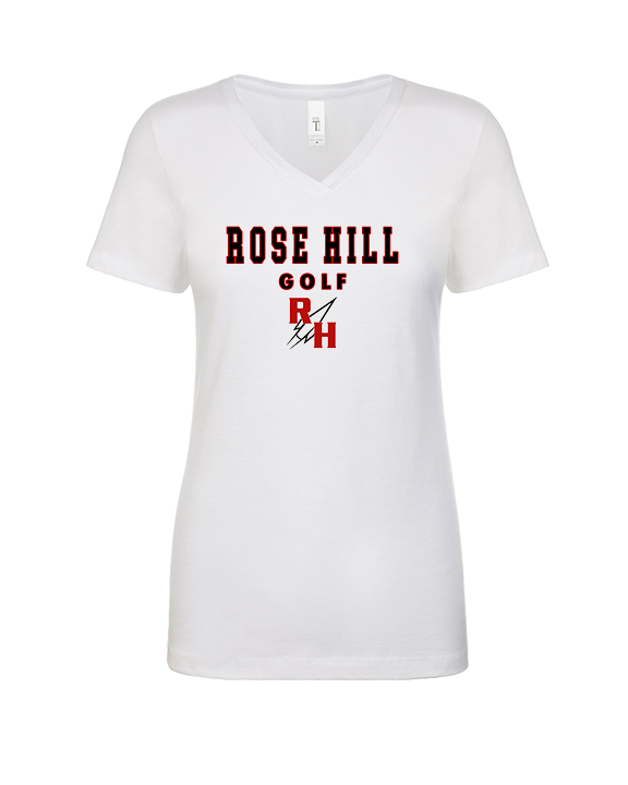 Rose Hill HS Golf Block - Womens V-Neck