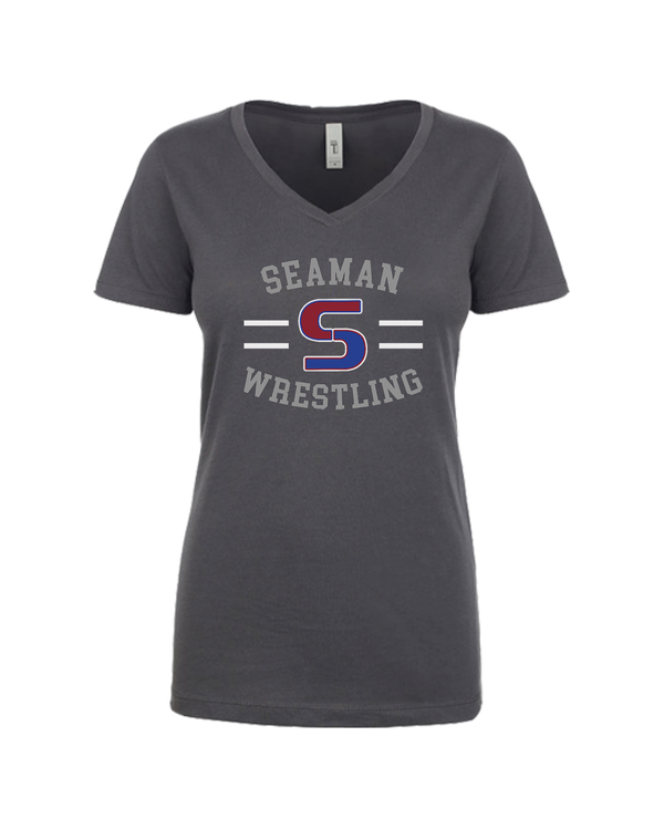 Seaman HS BW Wrestling Curve - Women’s V-Neck