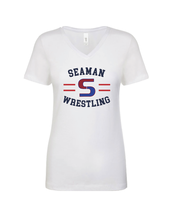 Seaman HS BW Wrestling Curve - Women’s V-Neck
