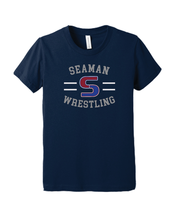 Seaman HS BW Wrestling Curve - Youth T-Shirt