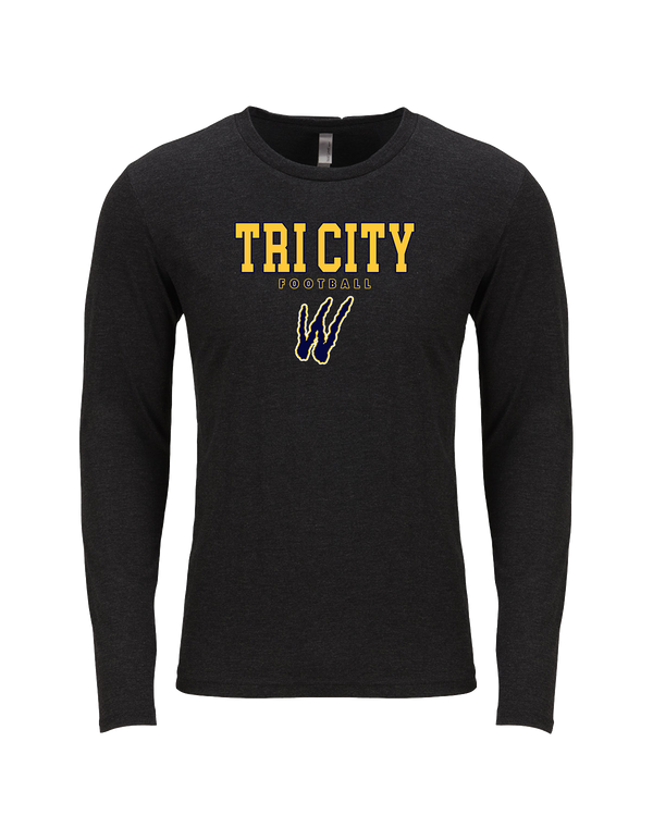 Tri City Wolverines Football Block - Tri Blend Long Sleeve