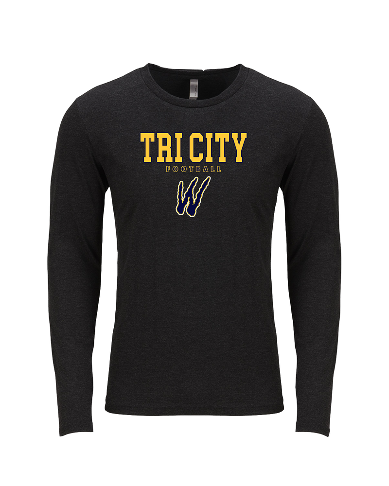 Tri City Wolverines Football Block - Tri Blend Long Sleeve