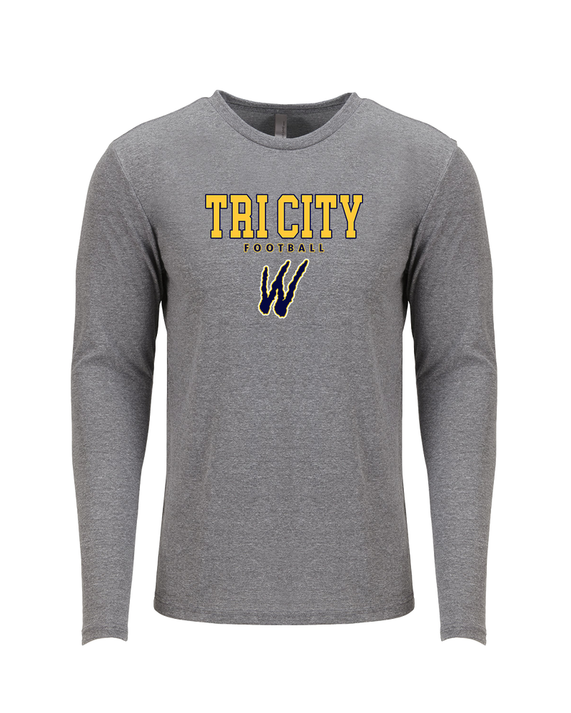 Tri City Wolverines Football Block - Tri Blend Long Sleeve