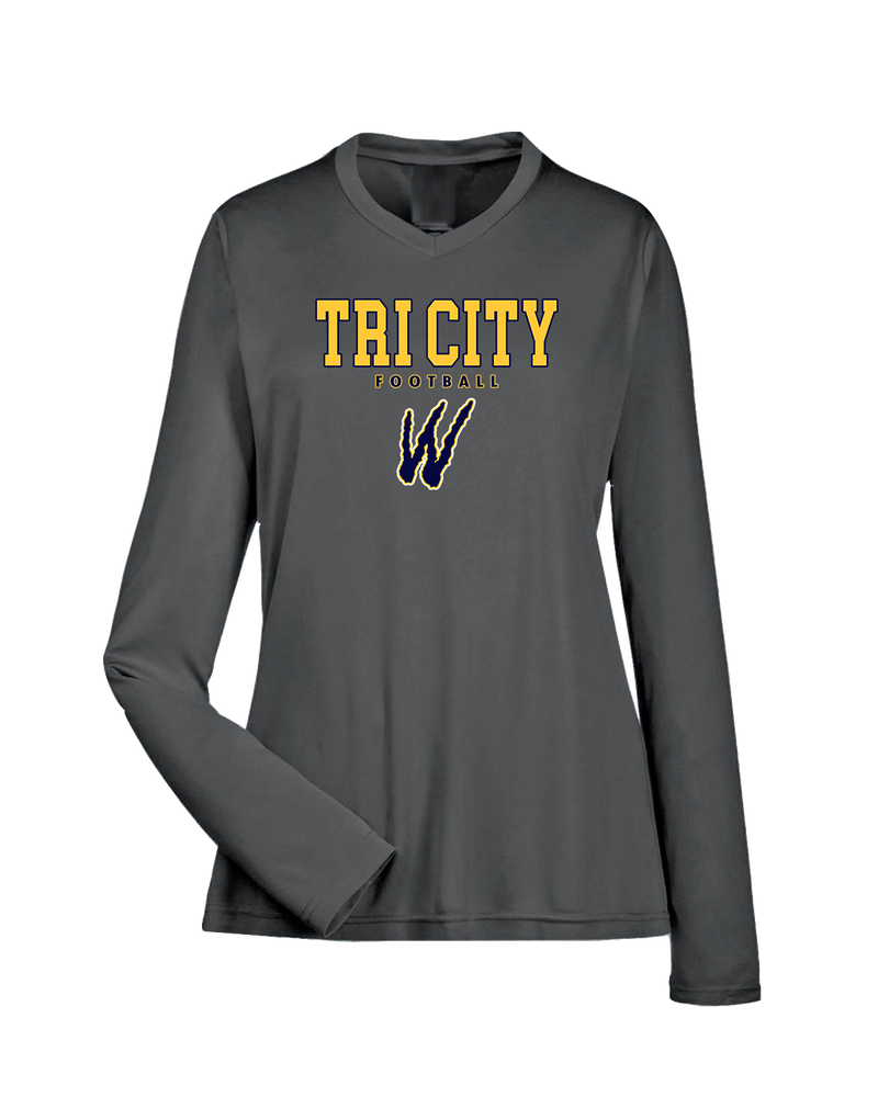 Tri City Wolverines Football Block - Womens Performance Long Sleeve