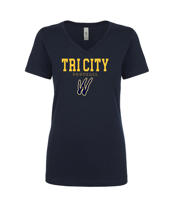 Tri City Wolverines Football Block - Womens V-Neck